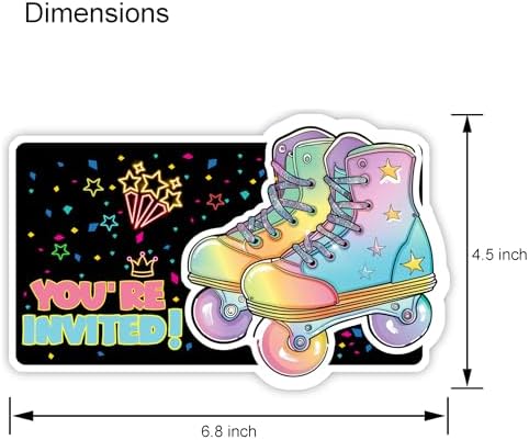 Roller Skating Party Invitation Cards Set of 30