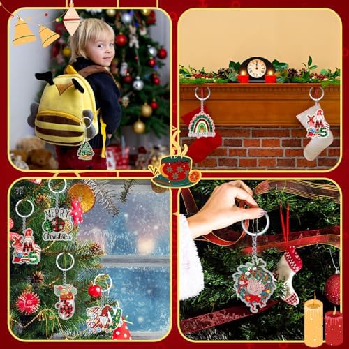 Kigeli 60 Pcs Christmas Keychains Bulk Set