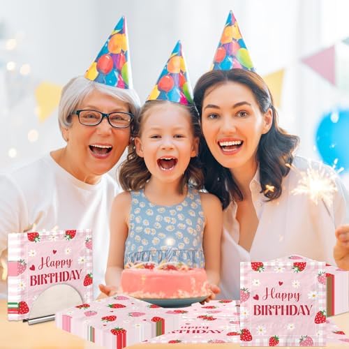 48Pcs Strawberry Birthday Napkins Decorations