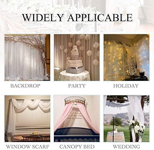 RYB HOME Long Sheer Curtains Scarf for Wedding Canopy Bed Kids Room