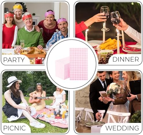 Pink Checkered Napkins 100 Pack 3 Ply for Events