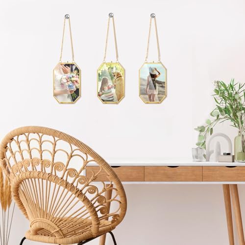 AVLA 3 Pack Pressed Flowers Glass Frames