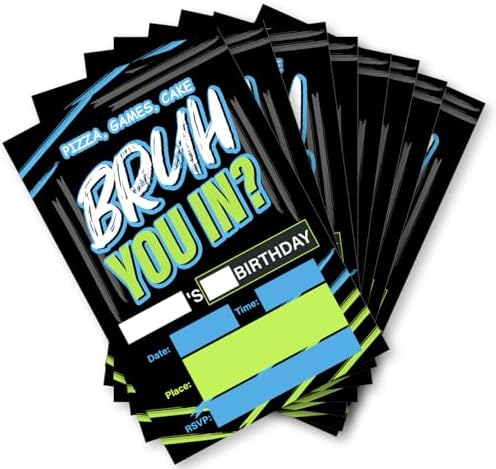 Soiceu Teen Boy Birthday Invitations with Envelopes Set of 20