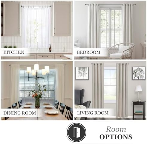 Kenney Chelsea Ball End Window Curtain Rod Black 48-86 Inch Adjustable