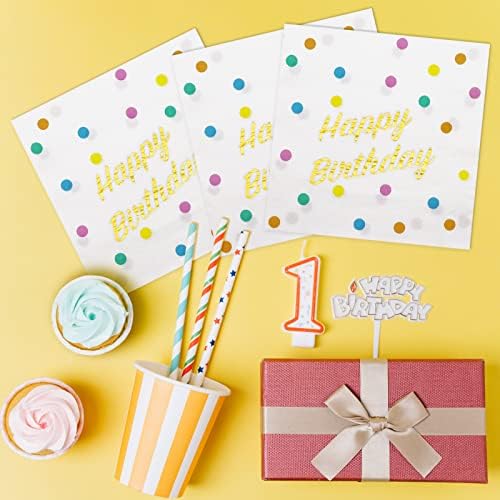 DYLIVeS Gold Foil Dots Birthday Napkins 65 Inch Pack of 50