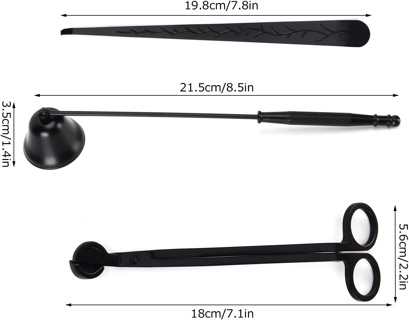 3 Piece Candle Accessory Set Black