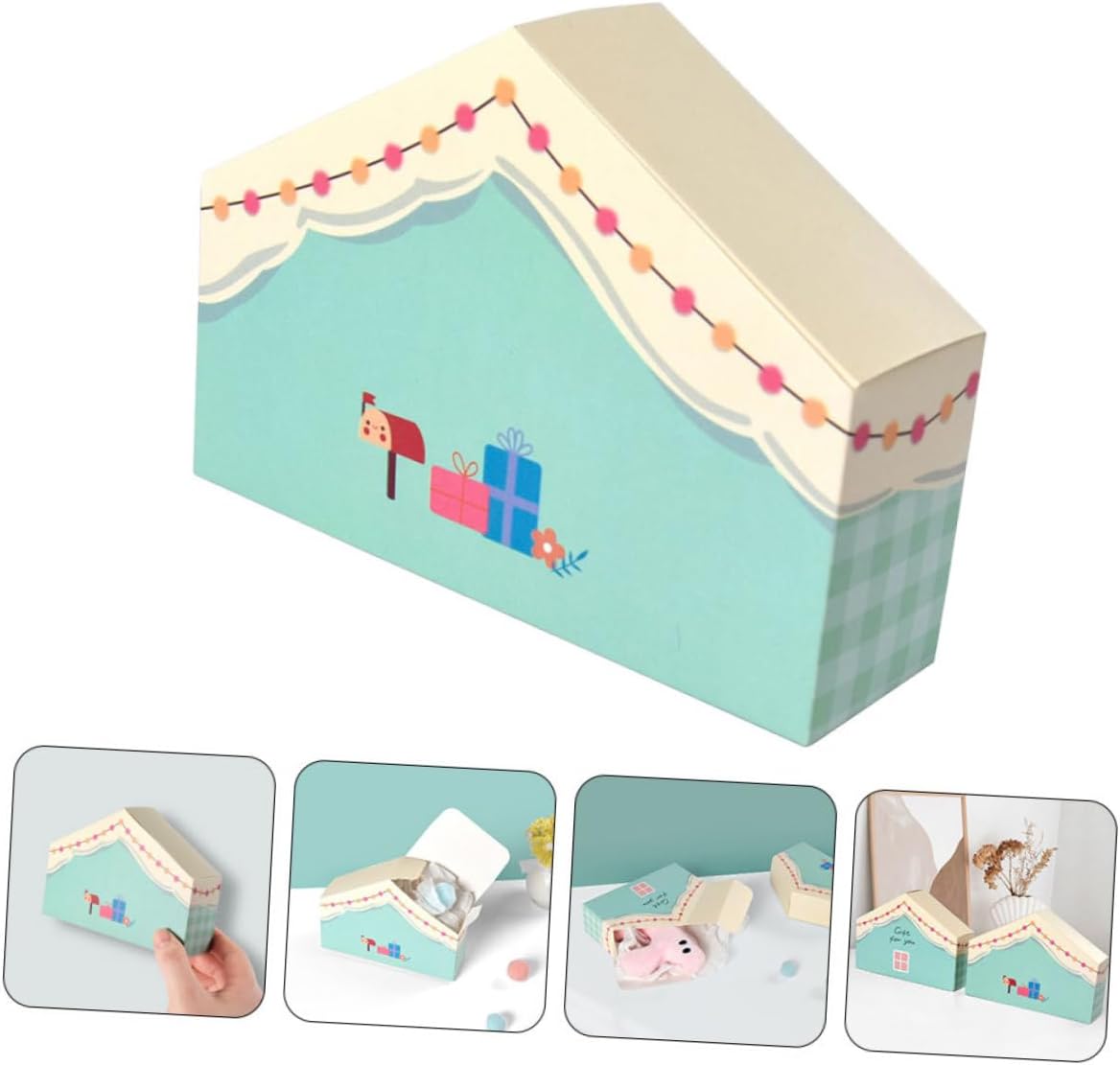 10pcs House Shaped Party Favor Boxes for Cookies Candy Treats