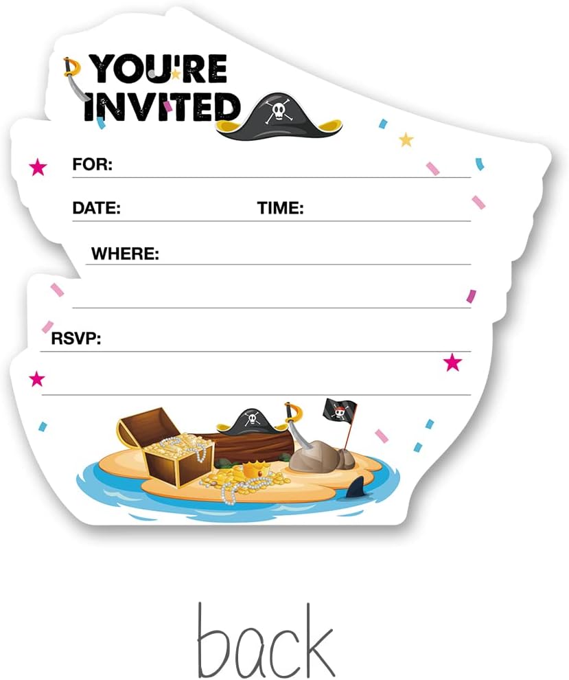 20 Piece Pirate Themed Party Invites with Envelopes