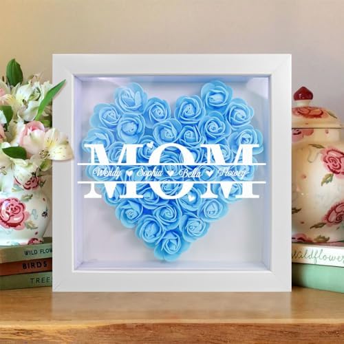 Artsadd Personalized Mom Rose Shadow Box Frame with Name