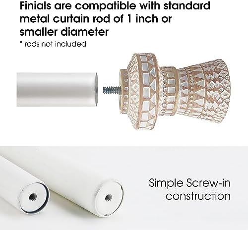 Skypus Living Decorative Curtain Rod Finials Set of 2
