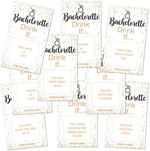 Bachelorette Drinking Games Cards - 40 Sheets for Parties