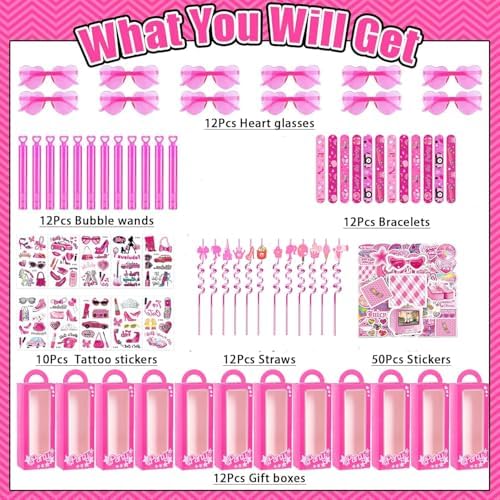 Pink Princess Party Favor Pack with 120 Pieces