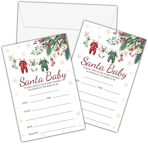Christmas Baby Shower Invitations with Envelopes - Winter Wonderland 4x6 Card Set