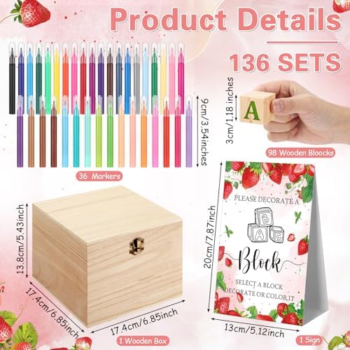 Marsui 136 Pcs Baby Shower Blocks Game Kit Strawberry