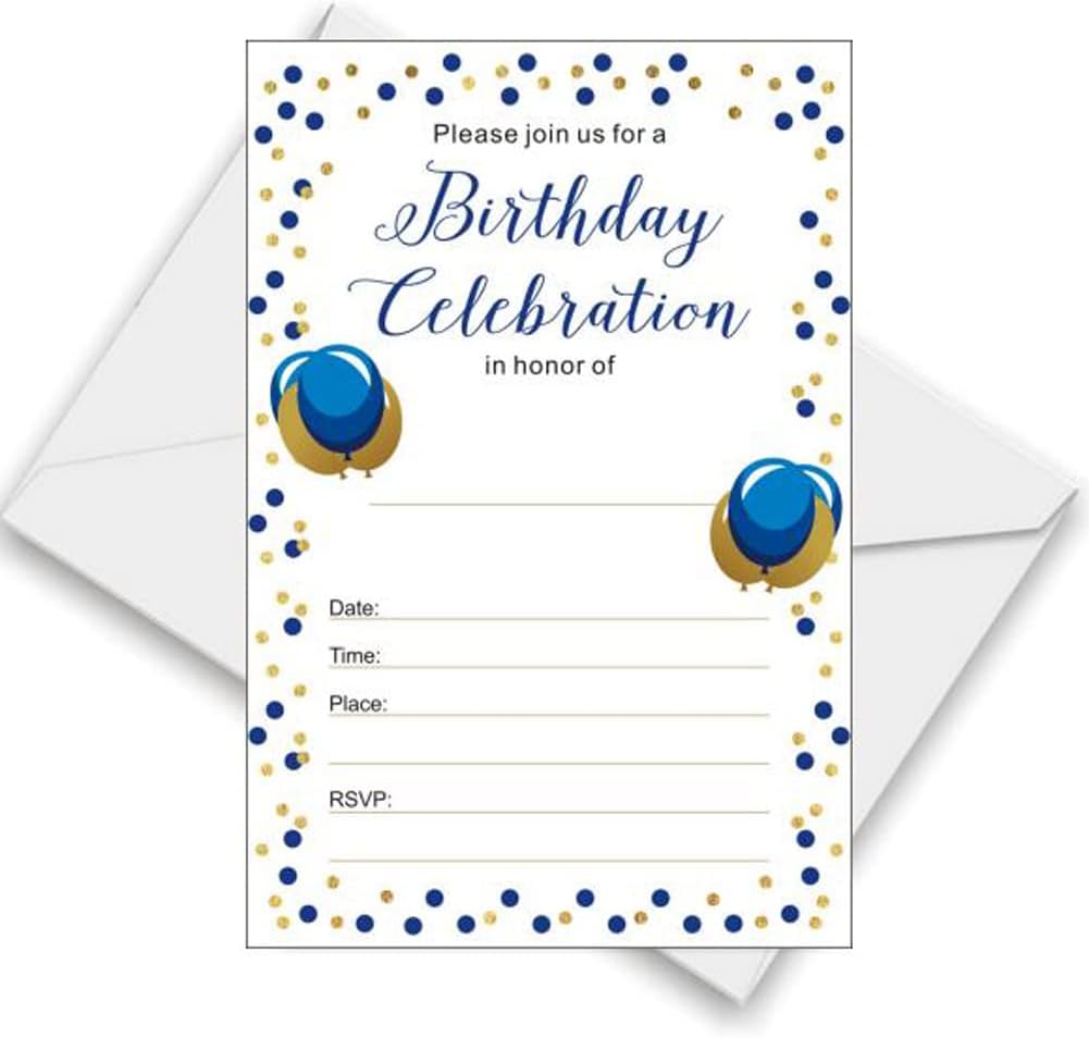 Shiningwise Royal Blue Birthday Invitations 25 Pack