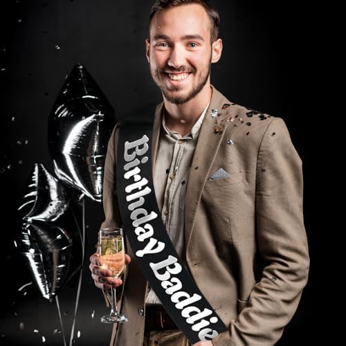 Birthday Baddie Sash with Silver Foil