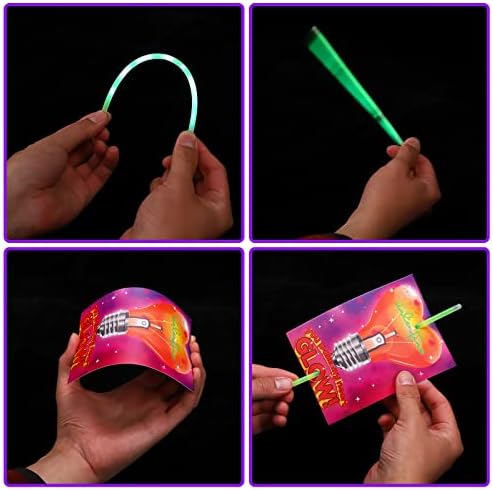 32 Pack Neon Valentines Day Gift Cards with Glow Sticks