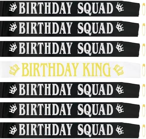 7 Pcs Birthday King Sashes for Men or Boy
