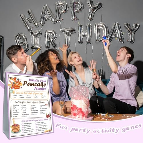 Funny Pancake Theme Game Cards Set - 30 Name Stickers Sign