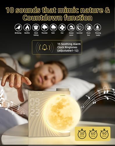 INSSISAIN Sunrise Alarm Clock with Moon Lamp and Nature Sounds