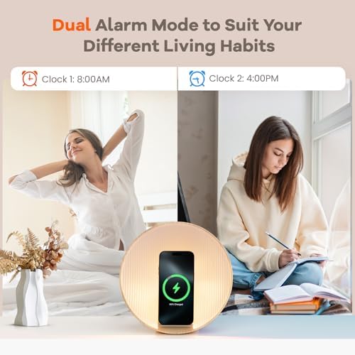 COLSUR Sunrise Alarm Clock with Bluetooth Speaker and Wireless Charging