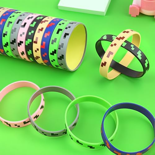 Pixel Theme Party Favors 24 PCS Silicone Bracelets