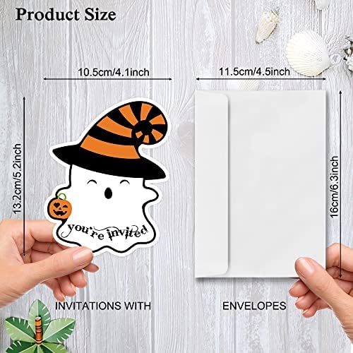 Haizct Halloween Ghost Shaped Fill-In Invitations 15 Pack