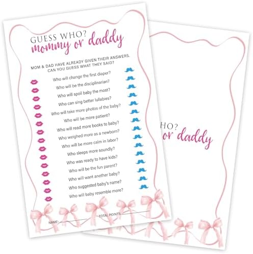 Whos Mommy or Daddy Baby Shower Game Cards