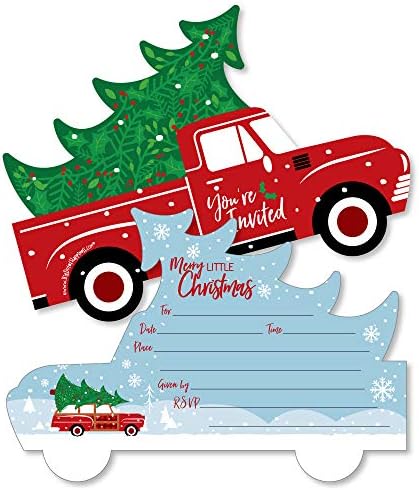 Big Dot of Happiness Christmas Tree Fill-In Invitation Set of 12