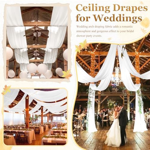MODFUNS White Wedding Arch Drapes 4 Panels 5x30ft Sheer Curtains