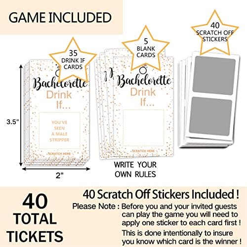 Bachelorette Drinking Games Cards - 40 Sheets for Parties
