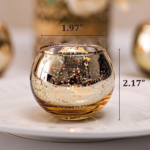 LETINE Gold Mercury Glass Votive Candle Holders Set of 36