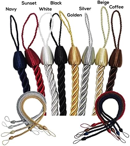 Curtain Tiebacks Ropes 4 Pack Metal Hooks Indoor Outdoor Use