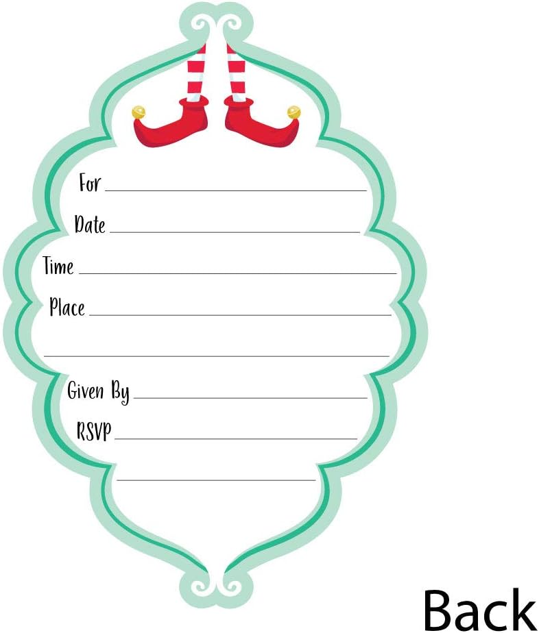 Big Dot of Happiness Elf Squad Fill-In Invitations Set of 12