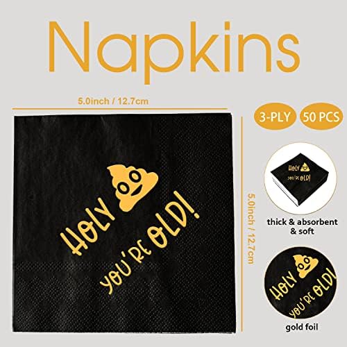SWEETTALA Holy Youre Old Funny Birthday Napkins 50 Pack
