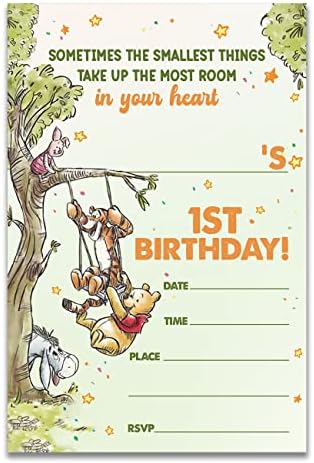 Dolimifa Classic Winnie the Pooh First Birthday Invites