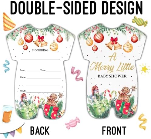 Christmas Baby Shower Invites with Envelopes 20 Pack