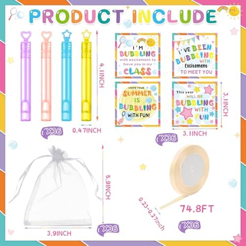 36 Set Back to School Gifts with Bubble Wands and Drawstring Bags