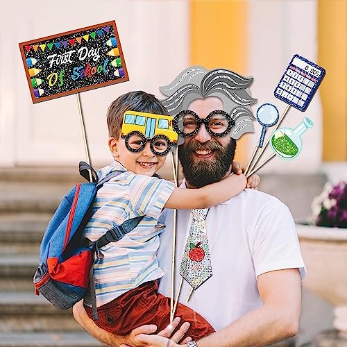 45Pcs Back to School Photo Booth Props Kit with Sticks