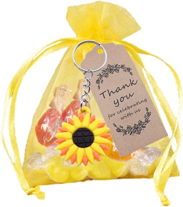 30 Sets Sunflower Birthday Party Favors Keychain Pack