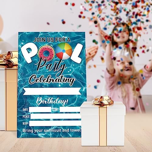 Pool Party Birthday Invites for Boys Set of 20