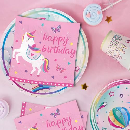 Unicorn Birthday Pink Napkins - Pack Of 16