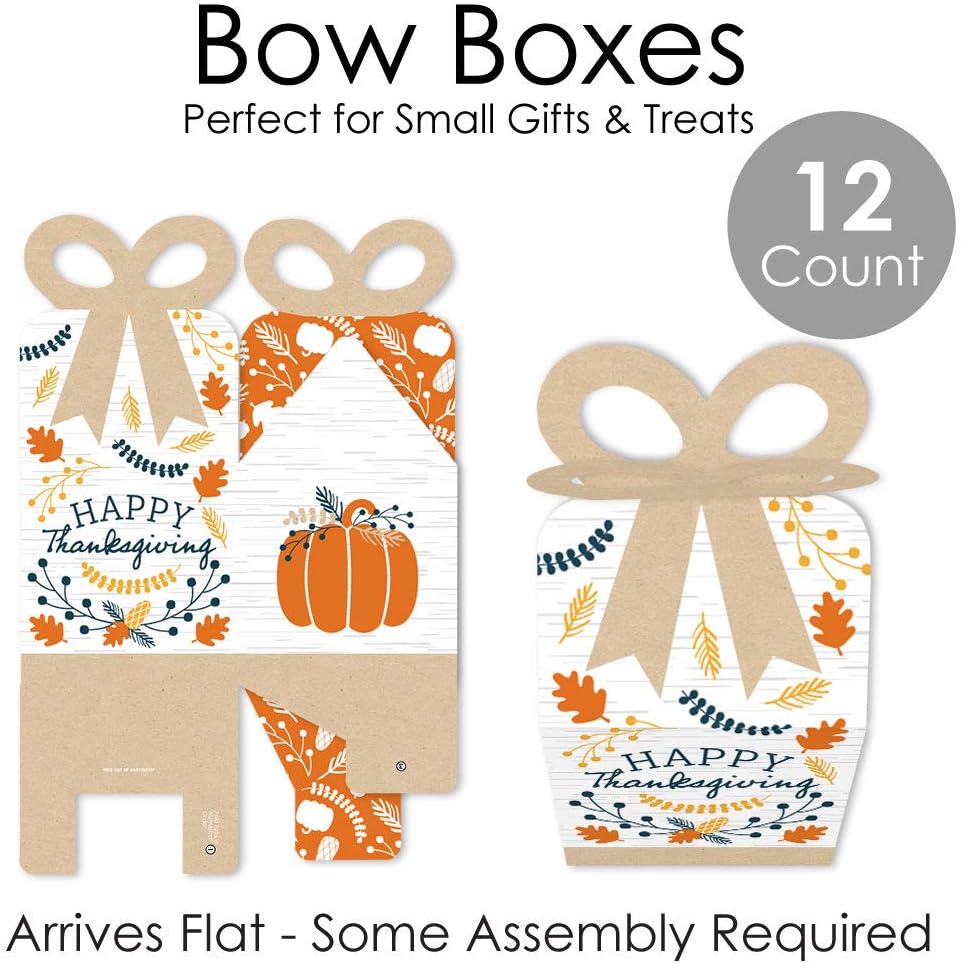 Big Dot of Happiness Happy Thanksgiving Bow Boxes Set of 12