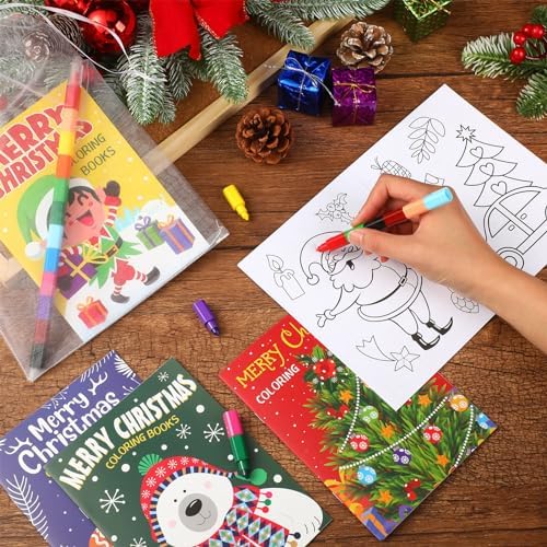 Zhanmai 48 Set Christmas Coloring Books Gift Pack