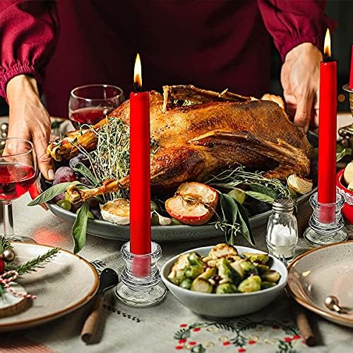 NITIME Candlestick Holders 12PCS Thick Glass for Table Centerpieces