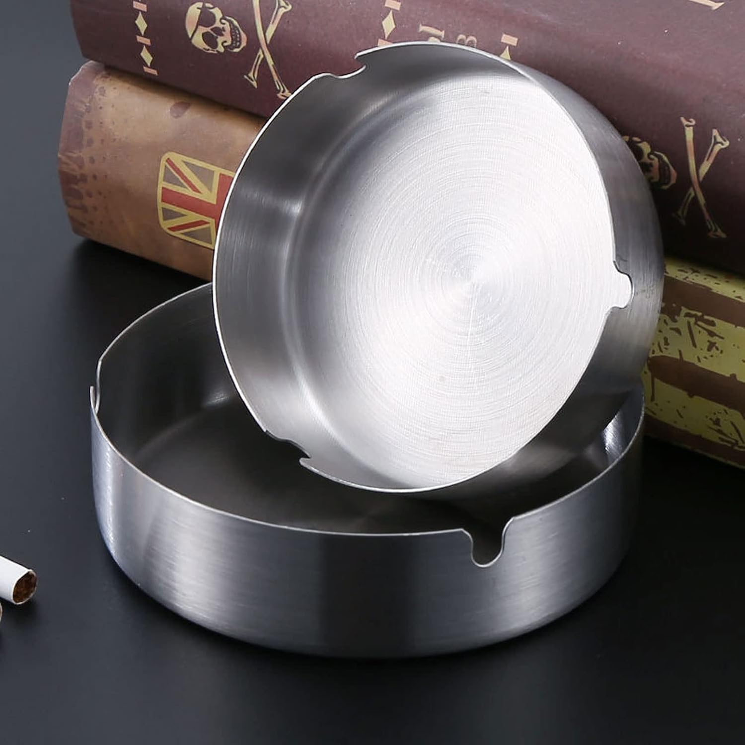 Stainless Steel Ashtray 2 Pack Large 394in for Cigarettes