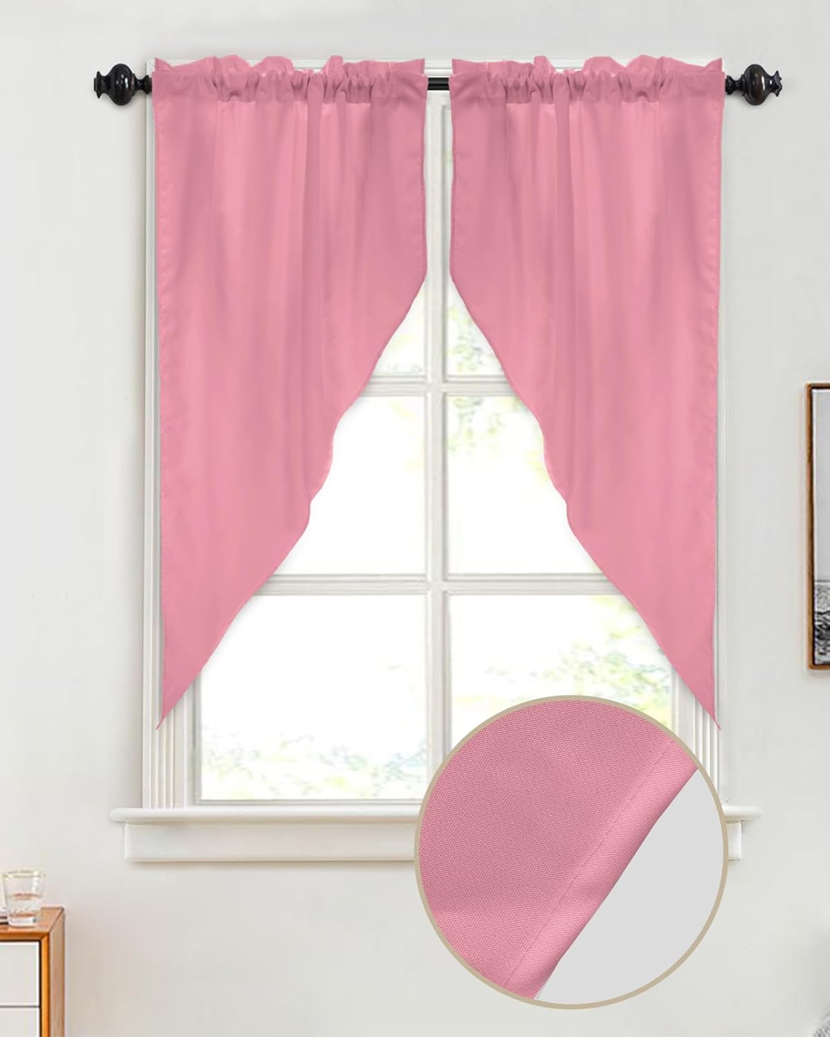 Pink Swag Valances for Kitchen Windows 36x56 In