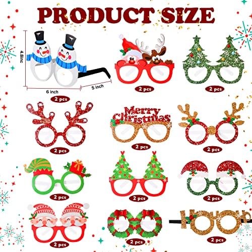 24 Pieces Christmas Party Eyeglasses with Funny Themes