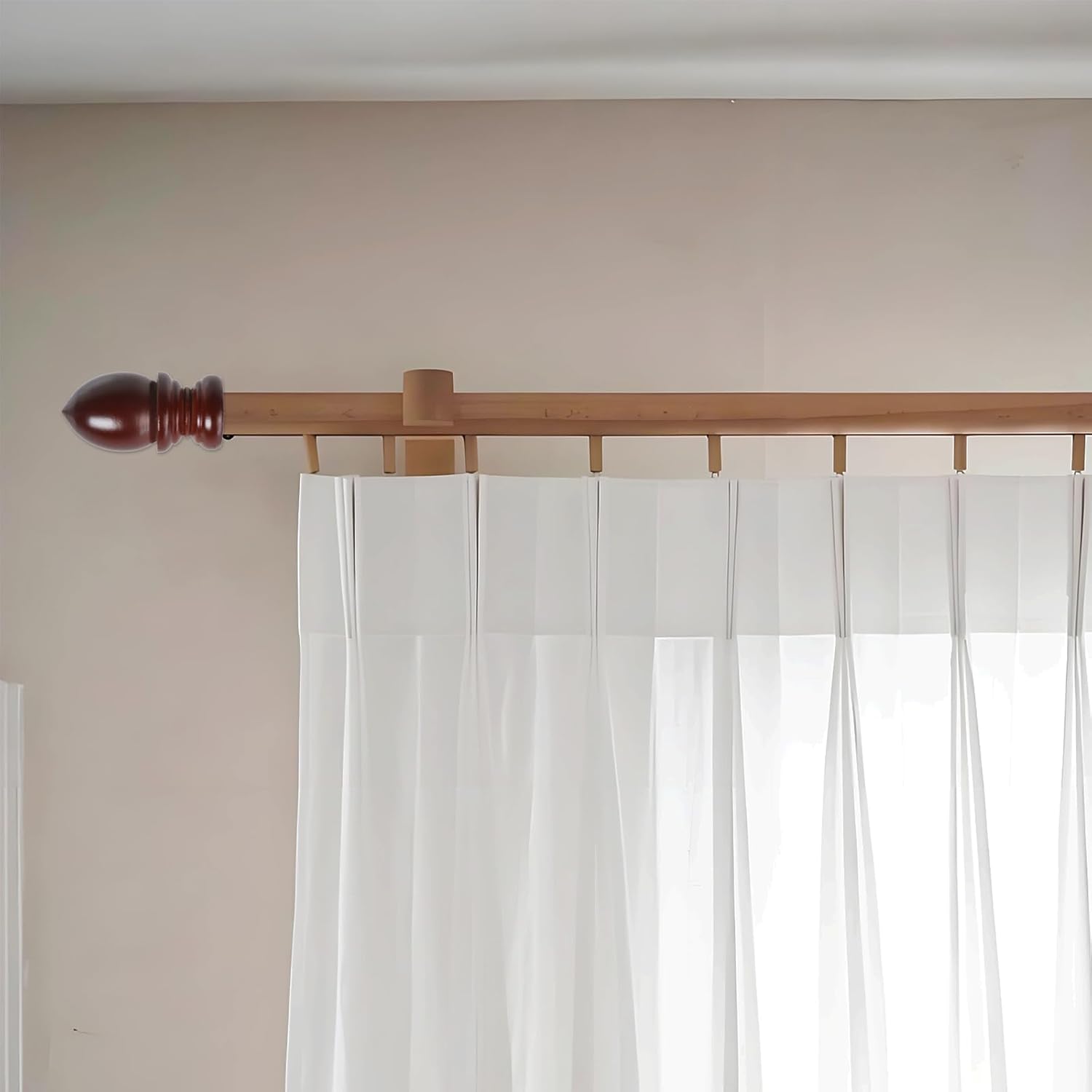 T Tulead Red Brown Finials for Curtain Rods Pack of 4