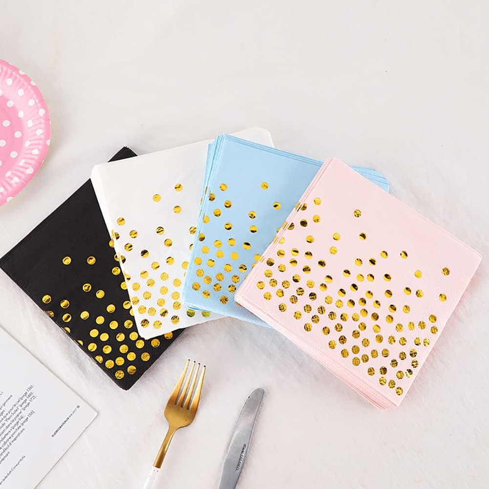 40 Pcs Gold Polka Dot Party Napkins for Wedding Birthday Graduation
